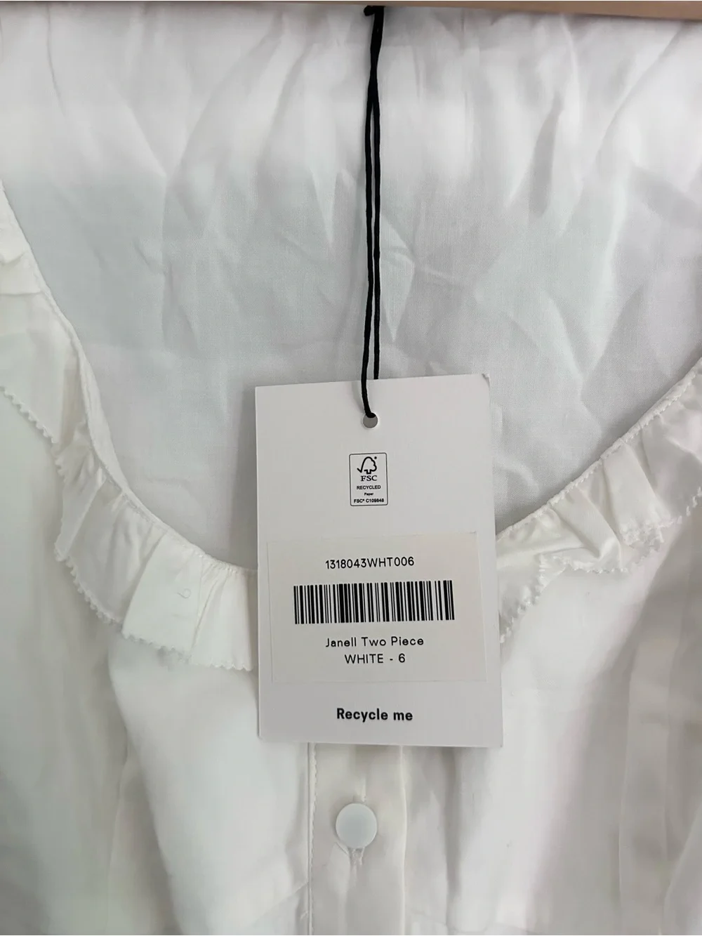 NWT Reformation Janell White Top & Skirt Matching Set Size 6 Cotton